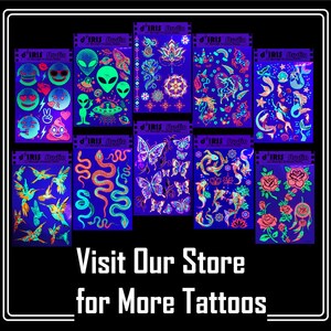 UV Glow in the Dark Party Tattoos Rose Temporary Blacklight Rave Accessories Semipermantent Cover up Sleeve Festival Henna Tattoo image 8