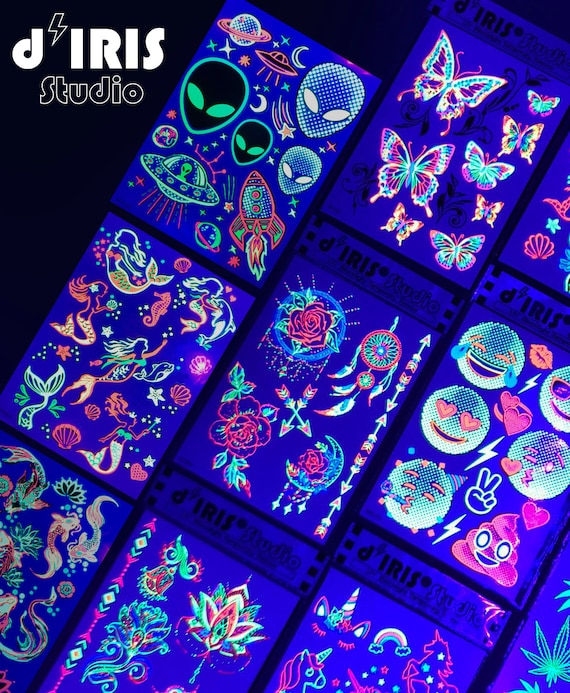 Tatouages réactifs à la lumière noire UV Accessoires de rave