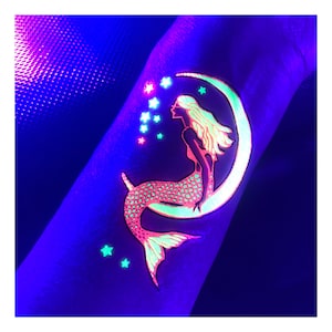 UV Glow in the Dark Party Tattoos- Mermaid Dolphin Temporary Blacklight Rave Accessories Cover up Sleeve Festival Henna Star Tattoo