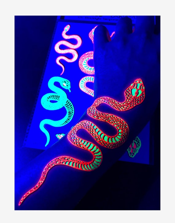 UV Glow in the Dark Party Tattoos Snake Cobra Temporary Blacklight