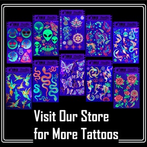 UV Glow in the Dark Party Tattoos Mermaid Dolphin Temporary Blacklight Rave Accessories Cover up Sleeve Festival Henna Star Tattoo image 6