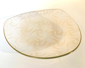 Vintage Flamingo Glass Gold Swirl Candy Dish - Mid Century Modern 1960s Retro Bowl