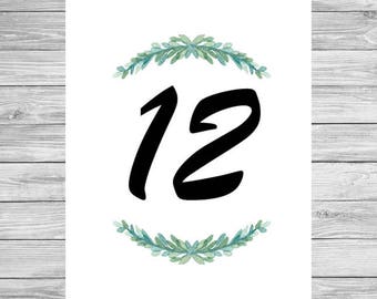 Green Leaf Table Numbers