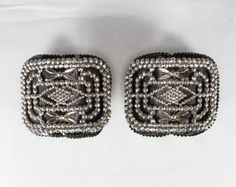 Victorian Shoe Buckles with Clips; French Cut Steel Buckles