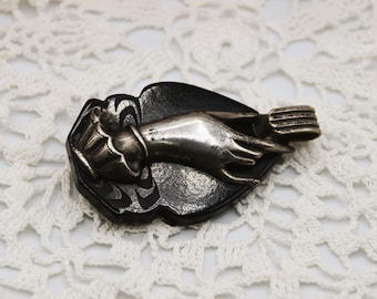 Antique Cloak / Cape Clasp; Half-Buckle with Victorian Hand Motif