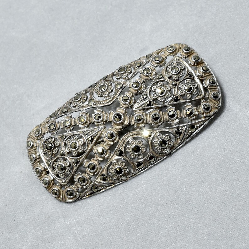 Vintage Sterling Marcasite Brooch; Germany