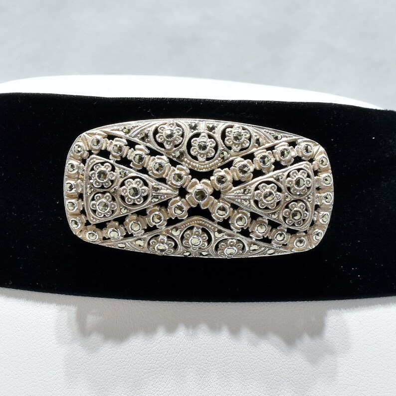 Vintage Sterling Marcasite Brooch; Germany