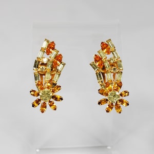 Vintage Rhinestone Clip-On Earrings; Shooting Star; Halley’s Comet Motif