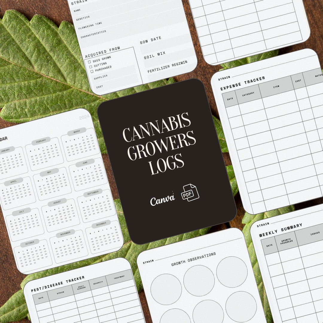 Cannabis Grow Log Weekly/marijuana Grow Journal, Monthly and Marijuana