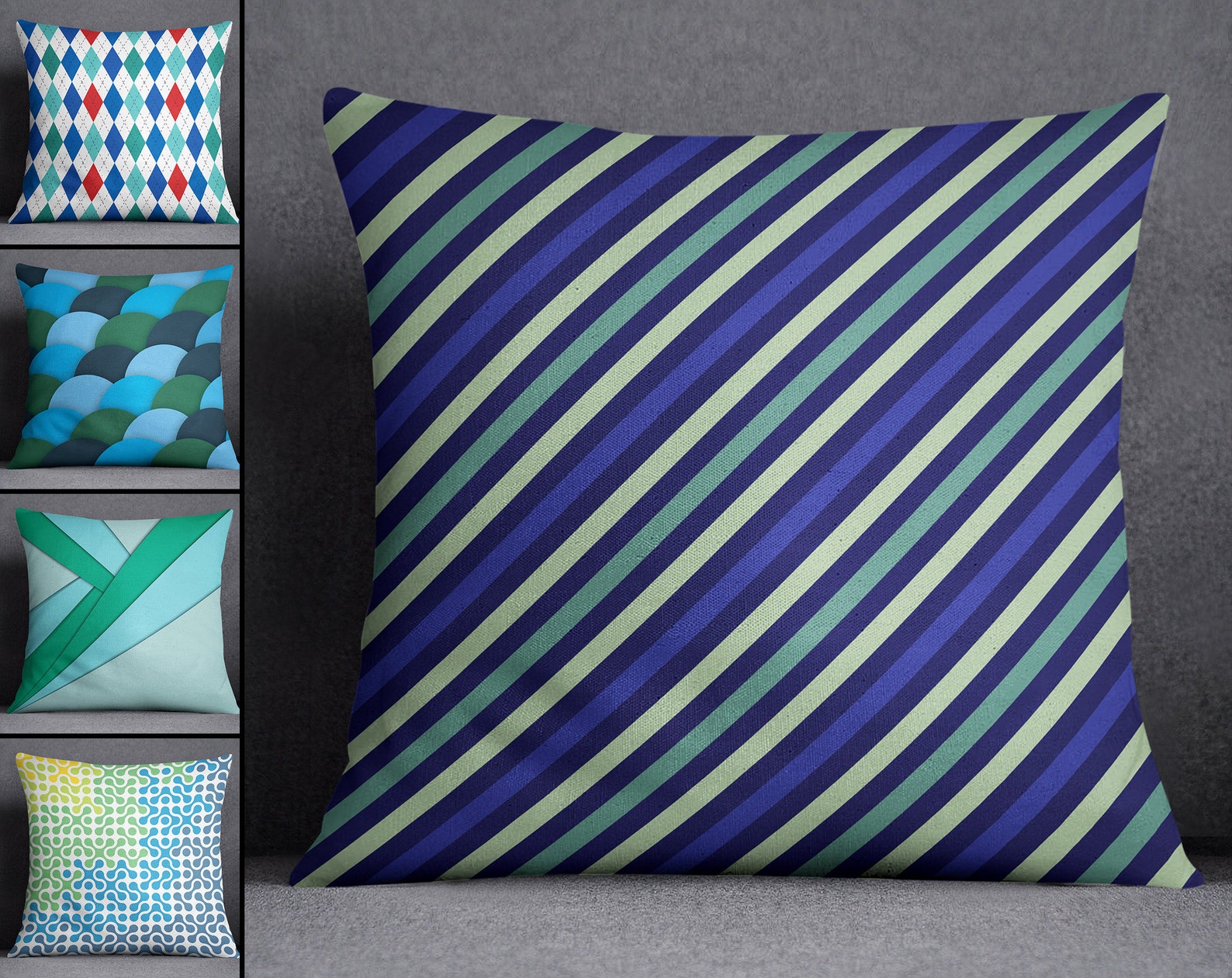 Blaue und grüne Kissenbezüge Wohnzimmer Kissenbezüge | Etsy