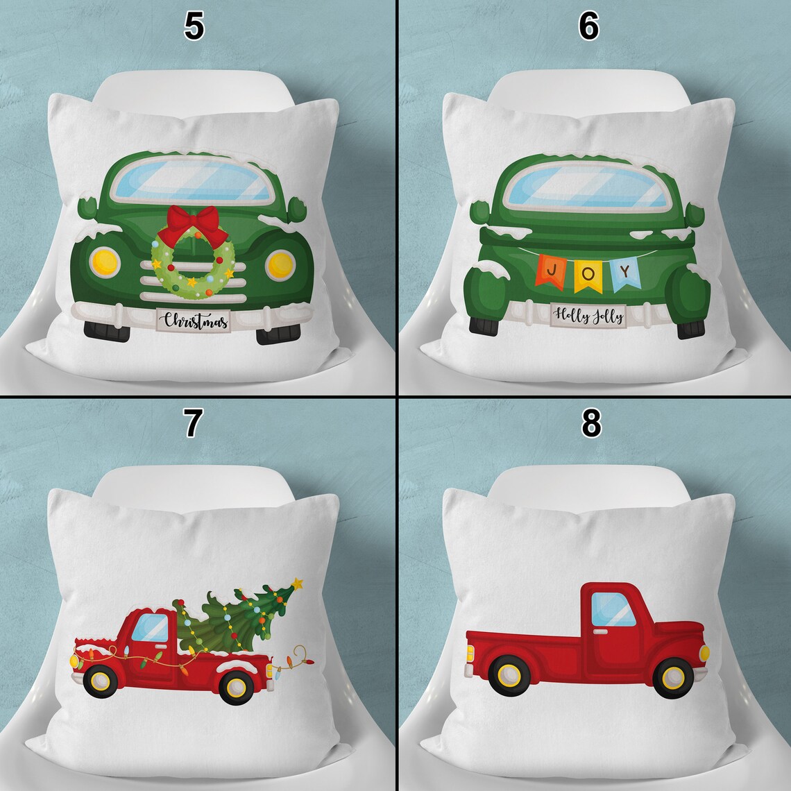 Red Truck Christmas Pillow Covers Christmas Sofa Pillow Etsy