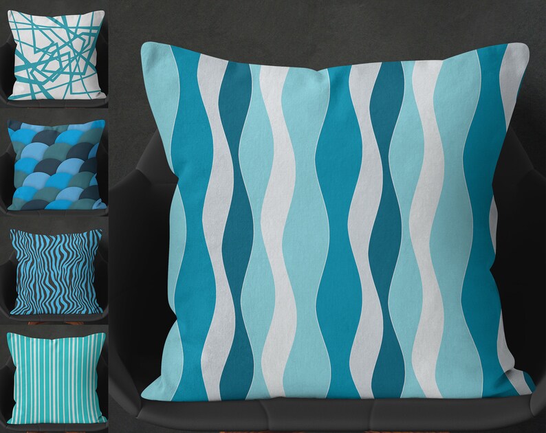 Turquoise Pillows Aqua Blue Throw Pillows Soft Throw Pillows Etsy