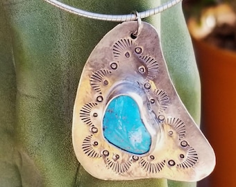 Silver & Morenci Turquoise Necklace