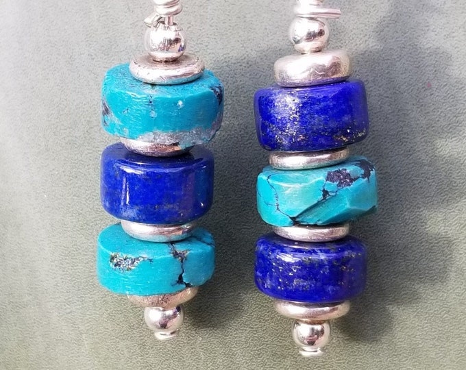 69-Nacazarri Turquoise & Blue Lapis Earrings