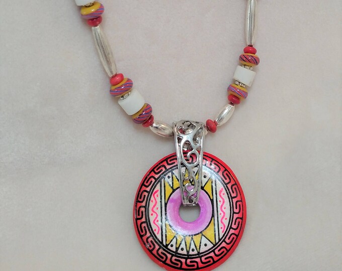 Colorful Peruvian Disc 19" Choker