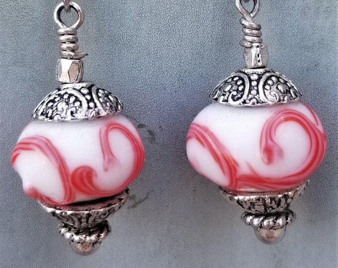 31-Coral Porcelain Beaded Earrings