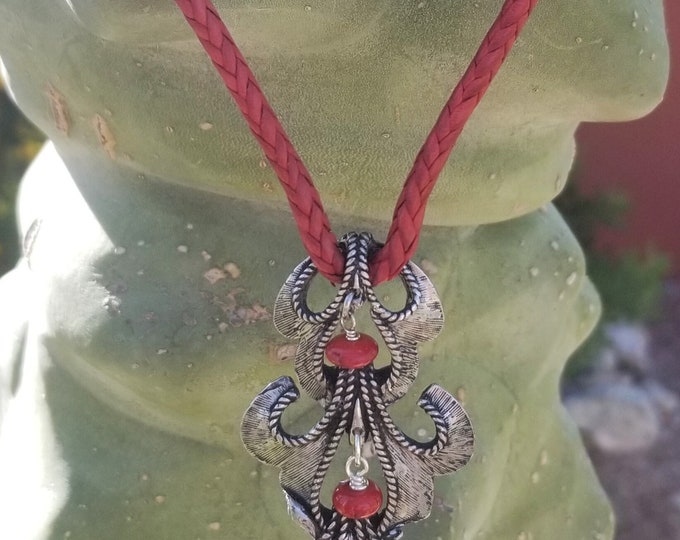 24" Red Leather Necklace