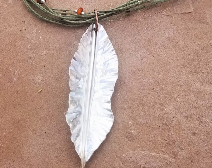 26" Silver Leaf & Multi-Strand Hemp Necklace