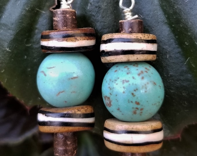 Howlite And Wooden Beaded Earrings