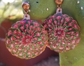 Pincushion Cactus Copper Earrings