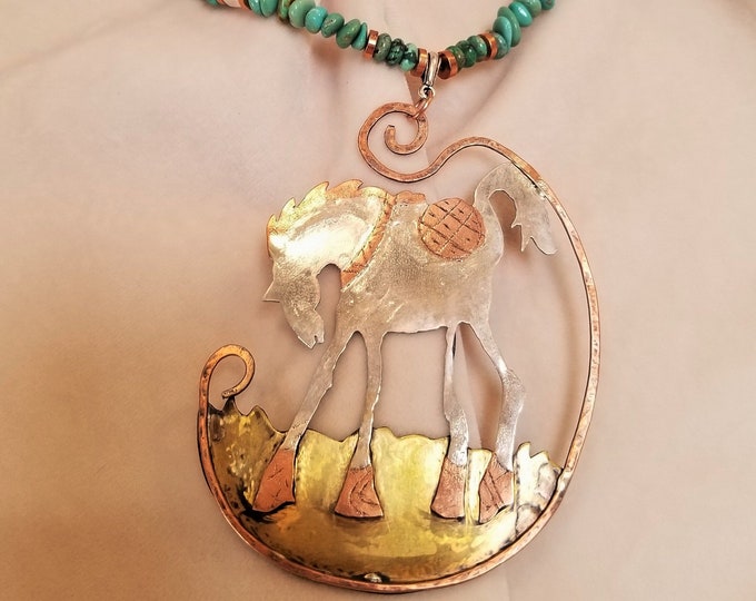 26" Campo Frio Turquoise, with Silver, Copper & Brass Pony