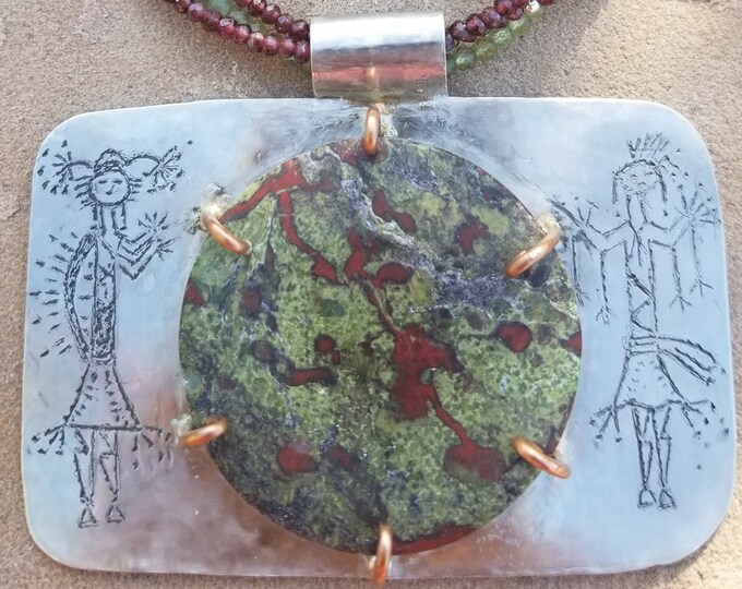 26" Dragon Blood Jasper & Peridot/Garnet Necklace