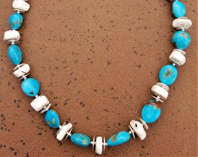 23" Kingman Turquoise And African Bone Necklace