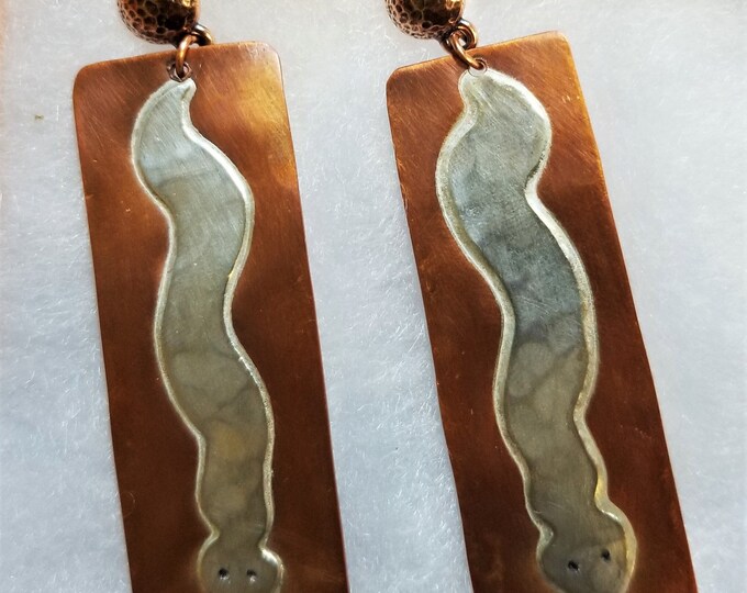Silver & Copper Desert Worm Earrings