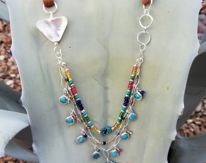 Turquoise & Leather Necklace