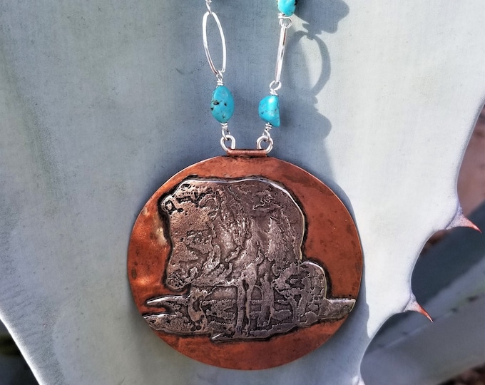 30" Javelina Mom and Baby with Sleeping Beauty Turquoise and Leather Chain