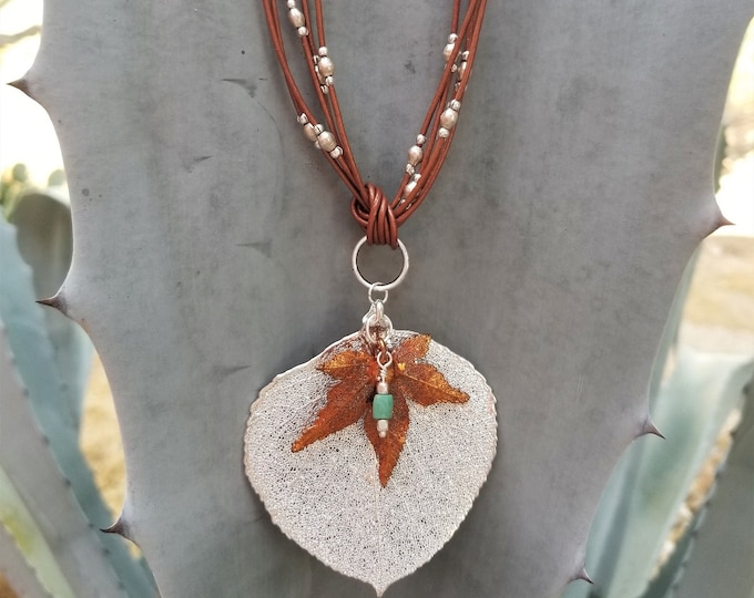 Leaf And Leather Go Together Necklace