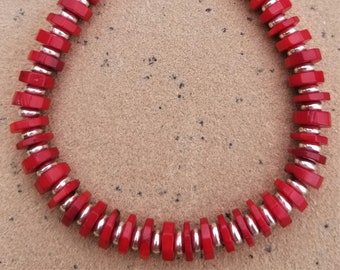 8-1/2" Red Coral Bracelet