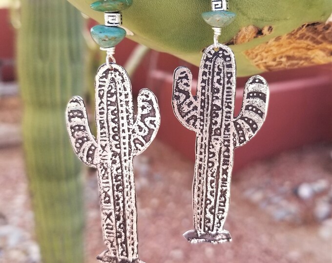 Saguaro Cactus Silver Earrings