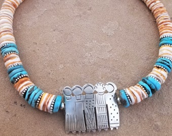 The Ladies: 19" Royal Beauty Turquoise & Spiny Oyster Necklace