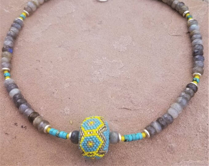 18" Labradorite & Turquoise Necklace