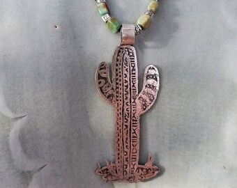 26" Silver Saguaro and Elisa Turquoise Necklace