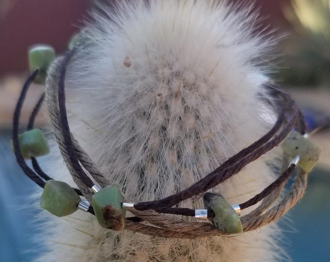 5-Strand Hemp & Green Agate Bracelet