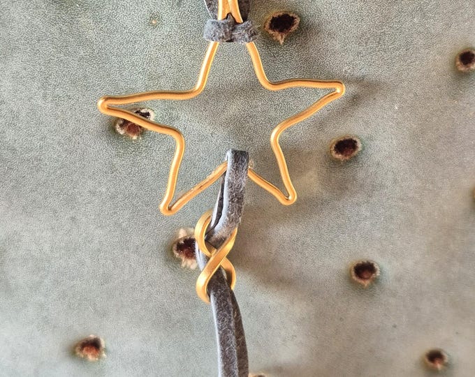 Leather & Gold Star Necklace