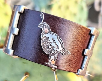 Quail Leather Cuff Bracelet