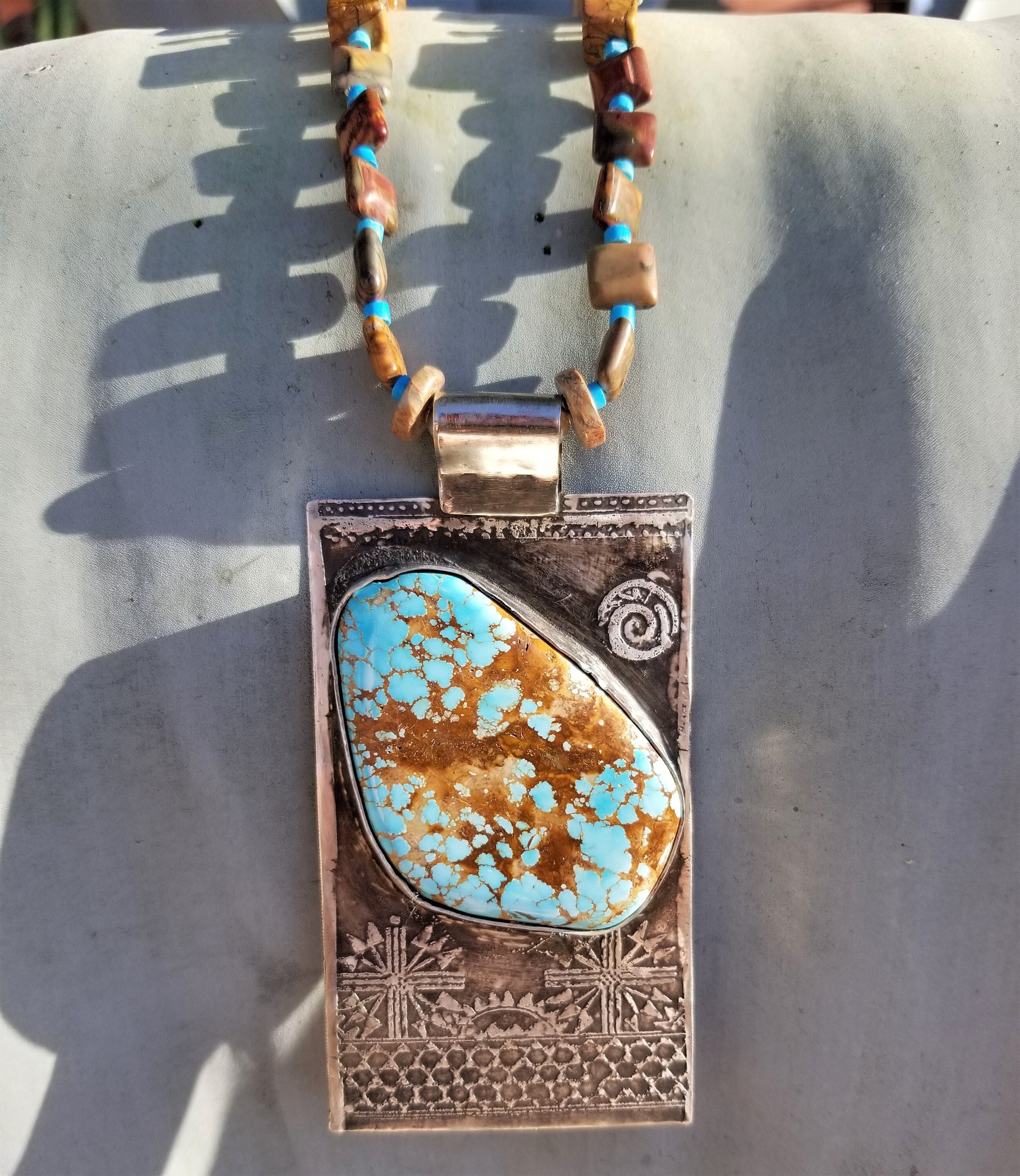 27 Royston Turquoise & Red Creek Jasper Necklace