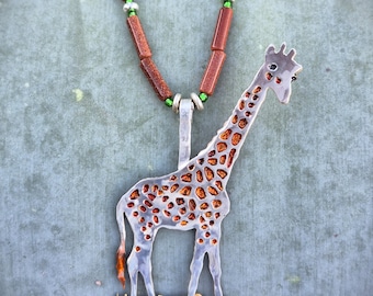 Silver & Copper Giraffe Necklace