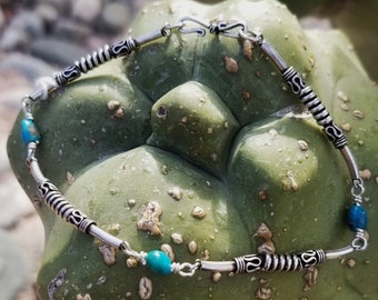 Bali Silver & Castle Dome Turquoise Bracelet