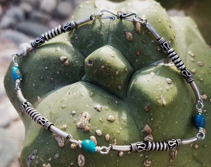 Bali Silver & Castle Dome Turquoise Bracelet