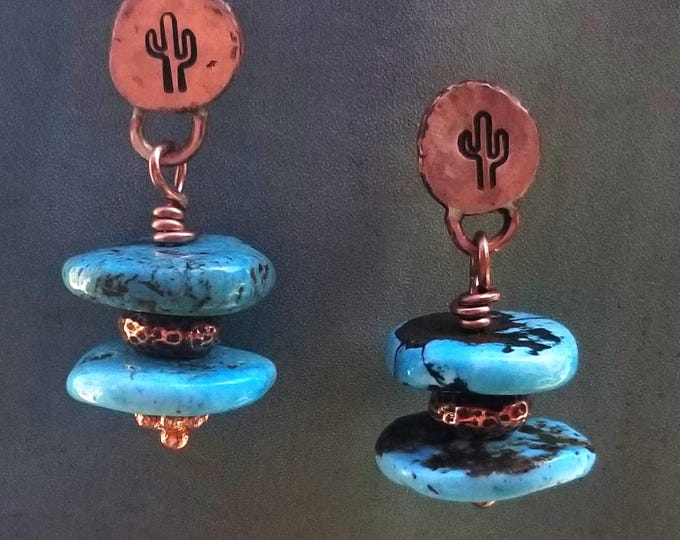 Saguaro & Royal Beauty Turquoise Earrings