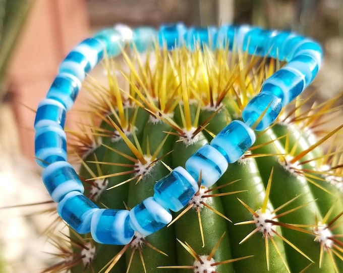 Czech Blue Beaded Stretch Bracelet