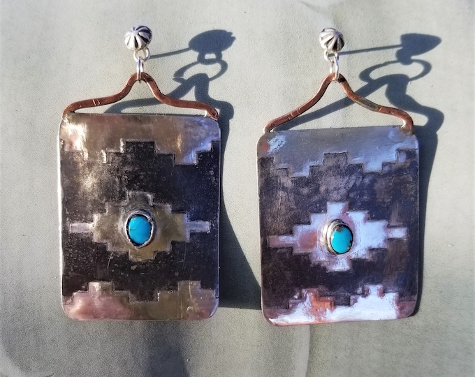 Navajo Style Silver & Turquoise Earrings