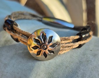 Hemp, Silver & Onyx Multi-Strand Bracelet