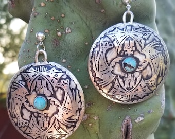 Cochiti Silver & Turquoise Earrings