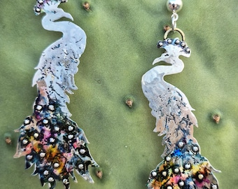 Peacock Silver Earrings