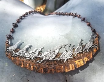Silver & Copper Quail Necklace